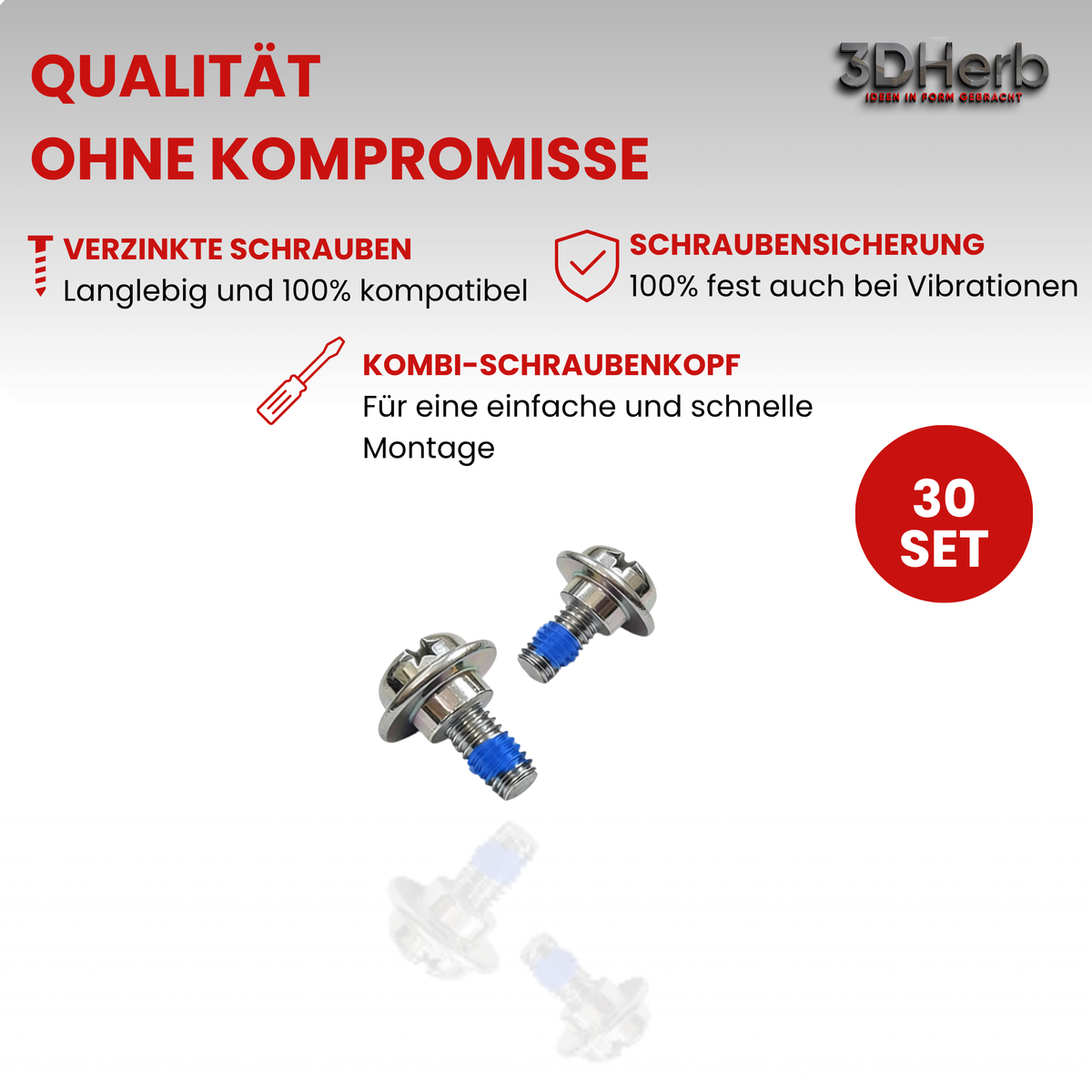 30 x titanbesch. Klingen, Ersatzmesser + Schrauben für Segway Navimow , Roborock, Gardena , Husqvarna Mähroboter
