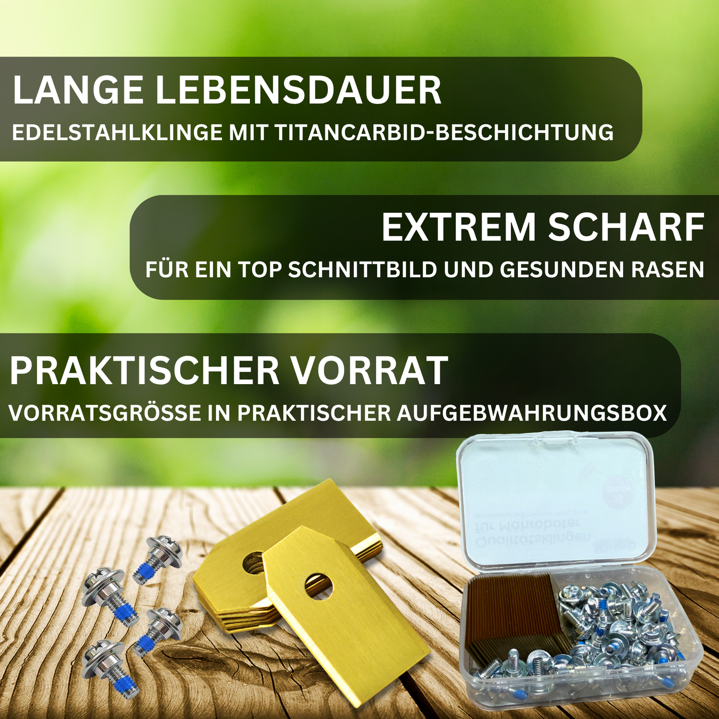 30 x titanbesch. Klingen, Ersatzmesser + Schrauben für Segway Navimow , Roborock, Gardena , Husqvarna Mähroboter