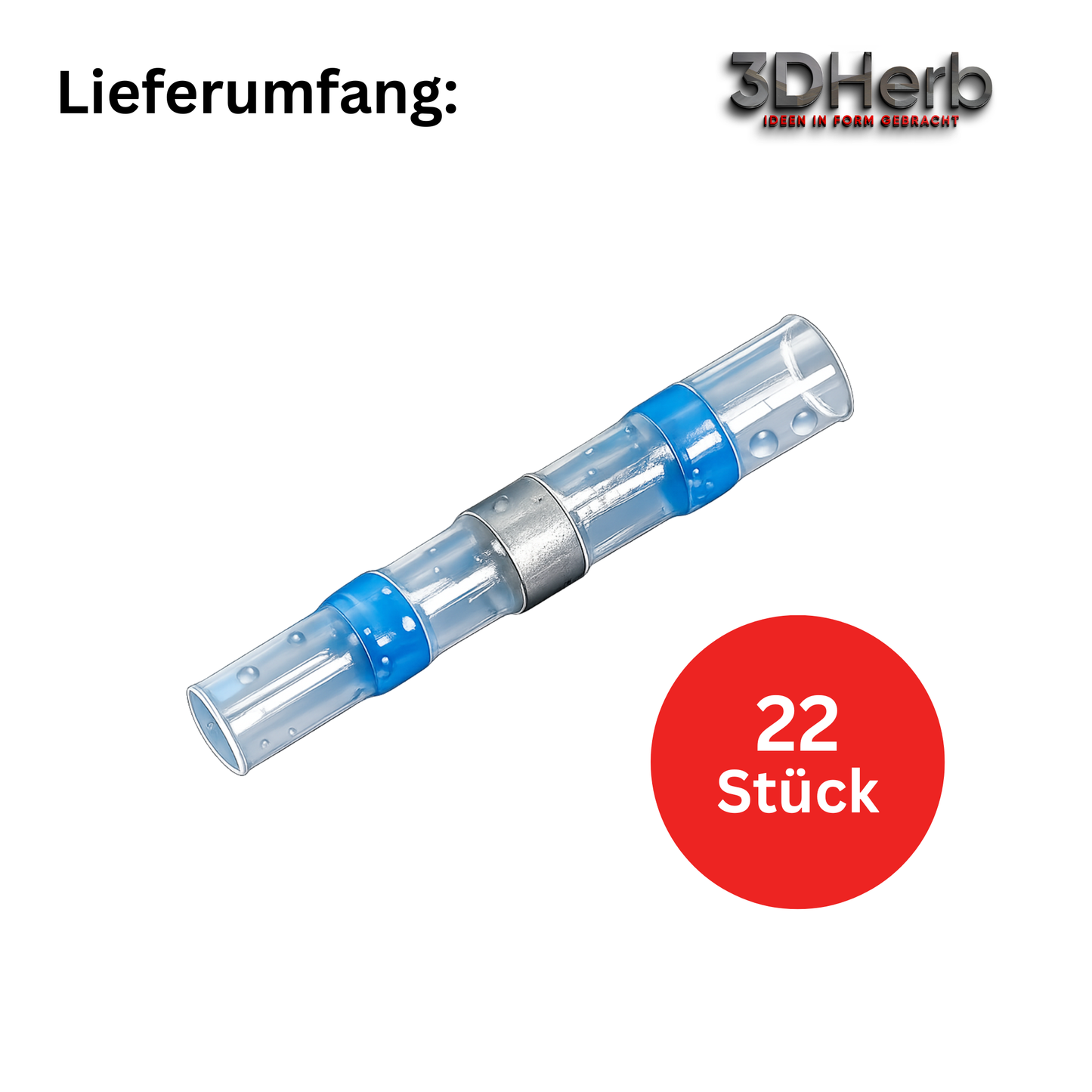22x Wasserdichte Lötverbinder für Mähroboter Begrenzungskabel – Schrumpfverbinder – Langlebige Kabelverbinder für Begrenzungsdraht - Kompatibel mit Mährobotern von Gardena, Husqvarna, Worx, Bosch
