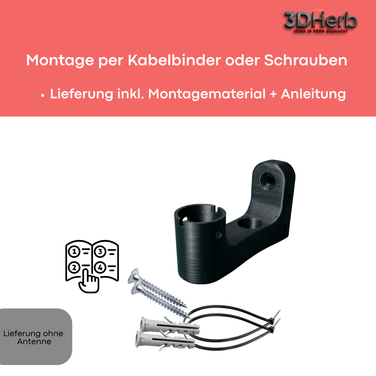 Premium RTK Wandhalterung kompatibel mit Segway Navimow Antenne – Wand- & Rohrmontage, inkl. Schrauben, Dübel & Kabelbinder, wetterbeständig (Segway Navimow, i105, i108, i110 & H-Serie)