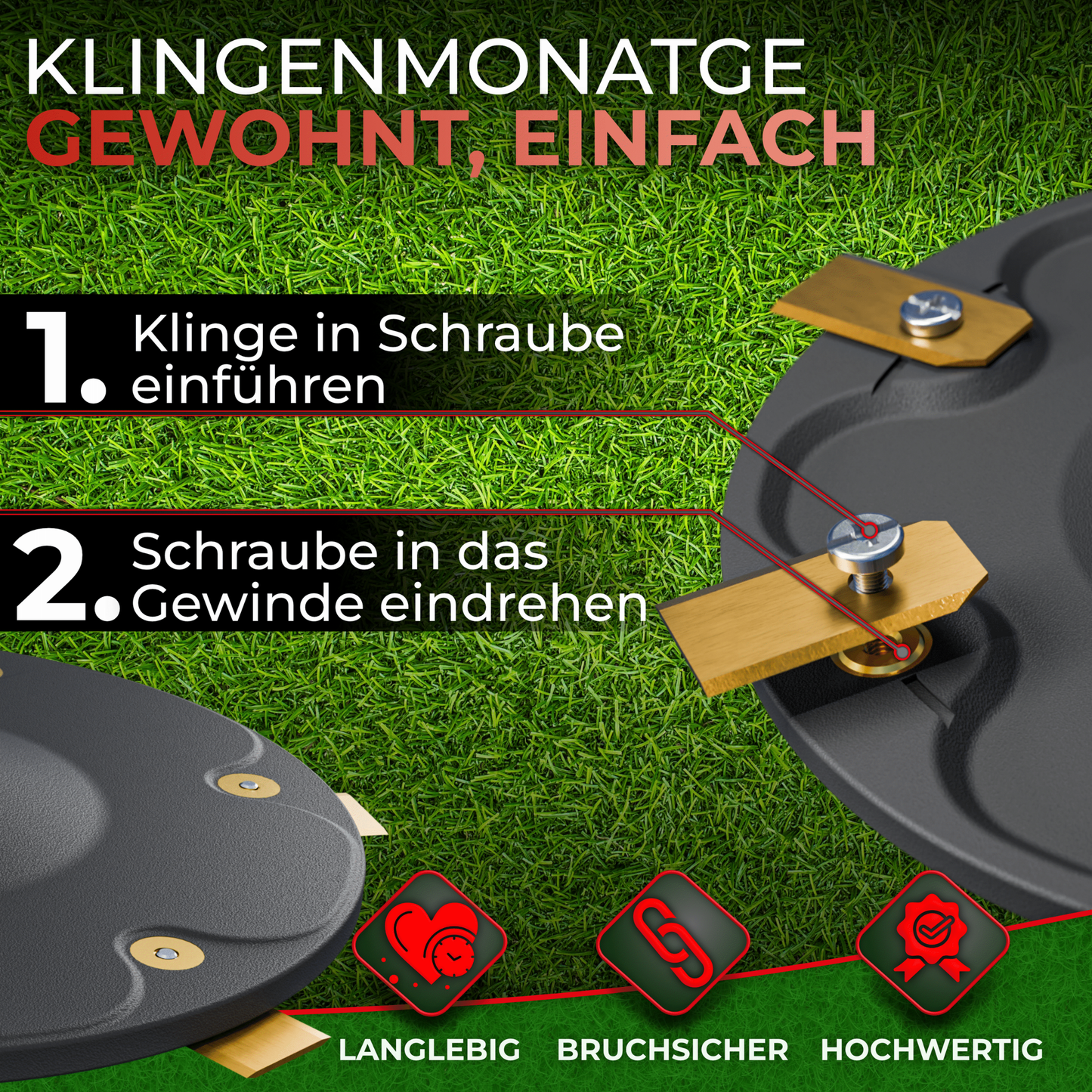 7 Klingen Messerscheibe kompatibel mit Roborock RockNeo Q105 & Q110 inkl. Klingen, hochwertiges Mähroboter Upgrade