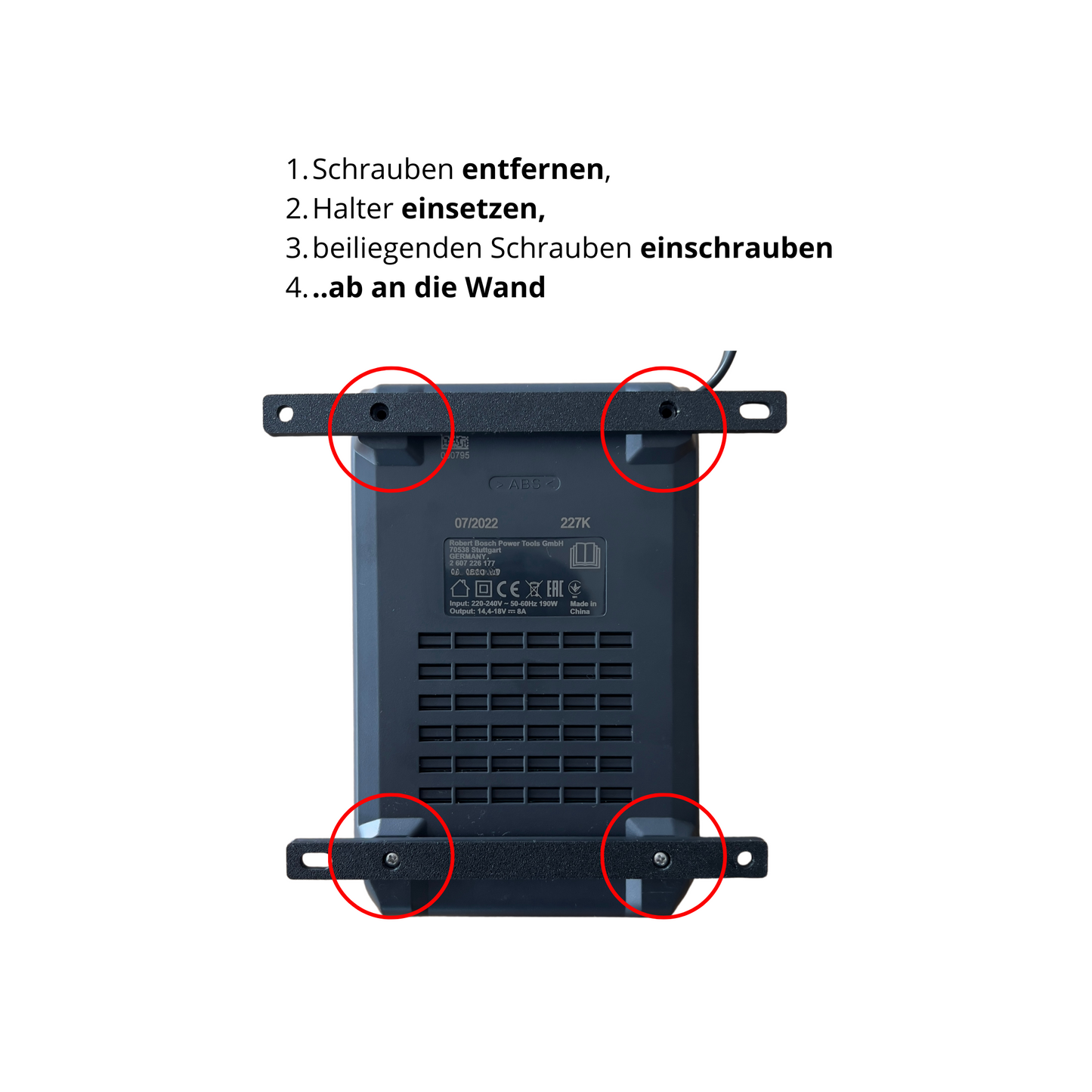 Für Bosch AL 36V-20 Wandhalterung Akku Ladegerät - Wandhalter inkl. Schrauben