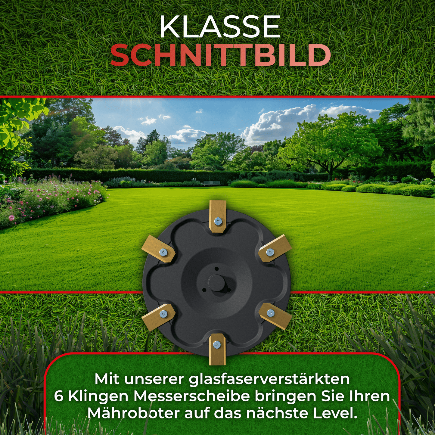 6er Messerscheibe für Segway Navimow i Serie i105E , i108e und i110n 6 Klingen Messerteller - glasfaserverstärkt extrem Robust - für einen tollen Rasen