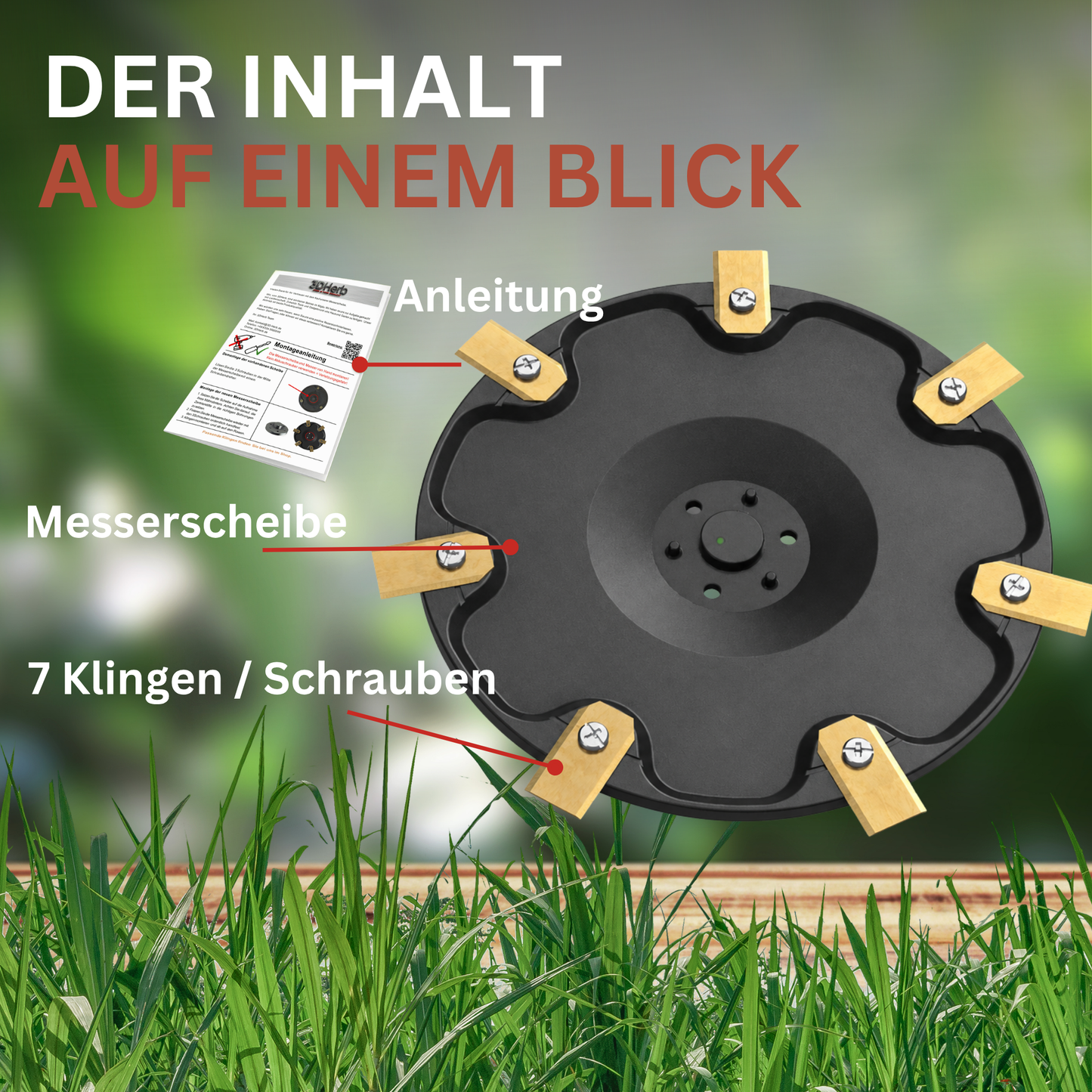 7 Klingen Messerscheibe kompatibel mit Roborock RockNeo Q105 & Q110 inkl. Klingen, hochwertiges Mähroboter Upgrade