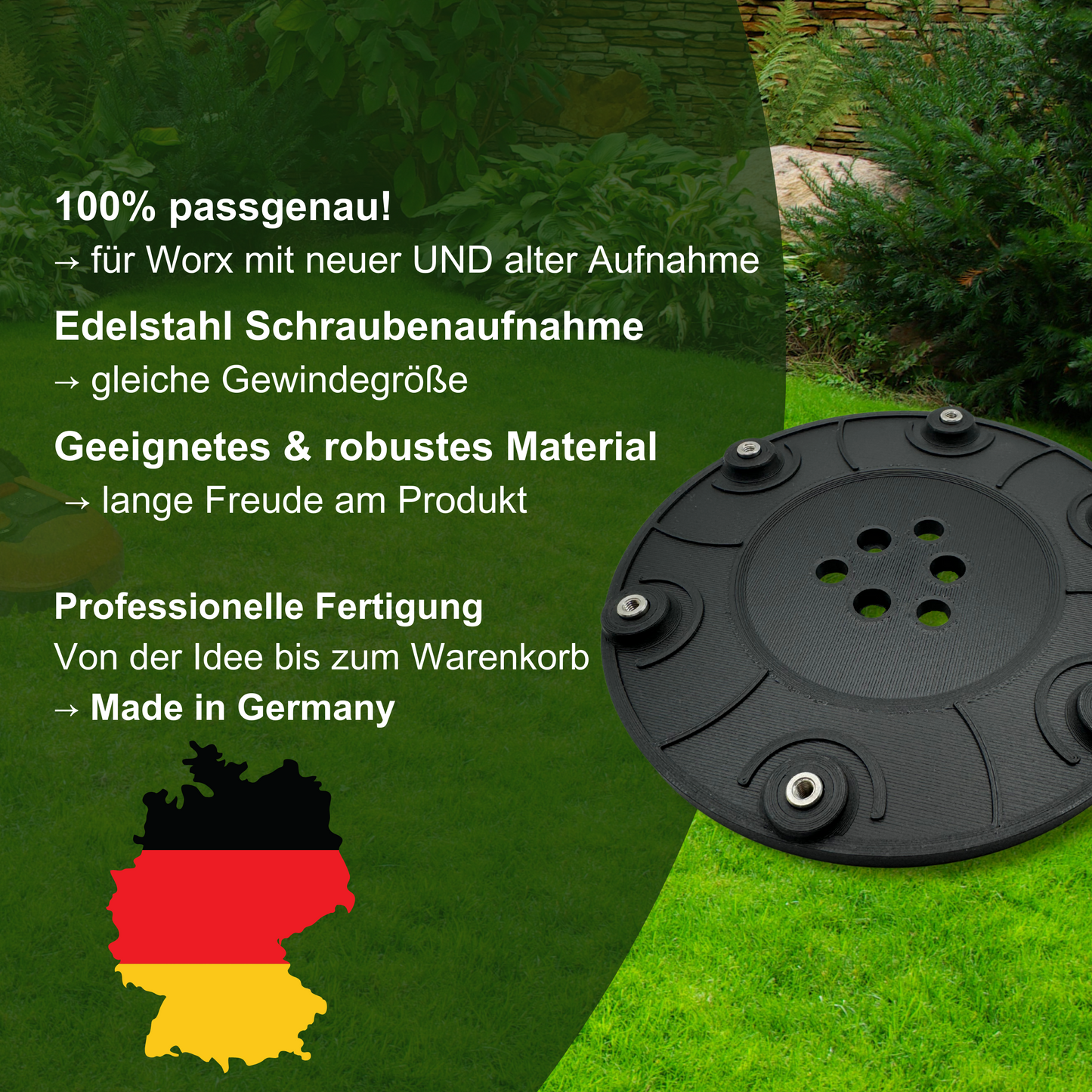 Messerscheibe für Worx Landroid 6 Fach / 6 Klingen Scheibe L1500 L2000 WR153E WR155E (185mm Durchmesser - 220mm Schnittweite)… Mähteller Tuning in bewährter Qualität