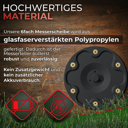 6er Messerscheibe für Segway Navimow i Serie i105E , i108e und i110n 6 Klingen Messerteller - glasfaserverstärkt extrem Robust - für einen tollen Rasen