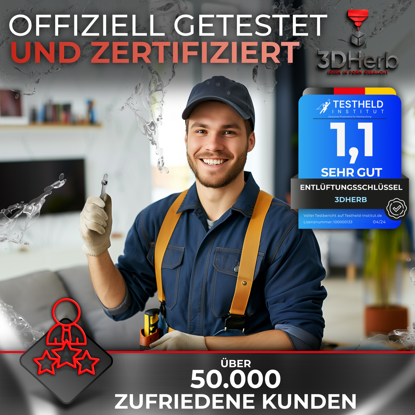 Entlüftungsschlüssel Heizungsschlüssel Heizkörper Entlüftungsgriff Heizung V2A 3DHerb - Versandkostenfrei in DE