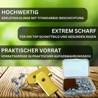 30 x titanbesch. Klingen, Ersatzmesser + Schrauben für Segway Navimow , Roborock, Gardena , Husqvarna Mähroboter