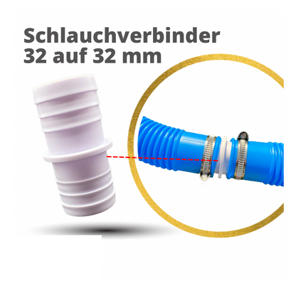 Pool Schlauchverbinder 32-38mm - Schlauchtülle Poolschlauch Adapter