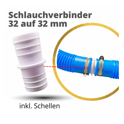 Pool Schlauchverbinder 32-38mm - Schlauchtülle Poolschlauch Adapter