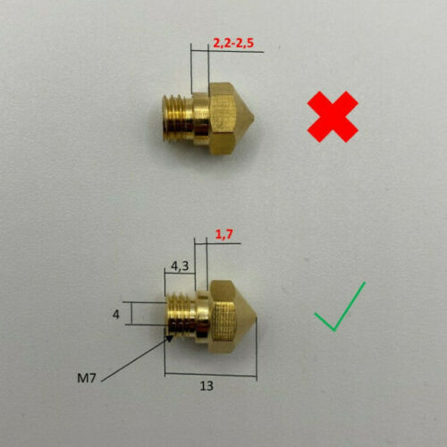 MK10 Messing Düse Nozzle M7 für 3D Drucker Qidi Tech uvm. 0.4mm x-max i-mate