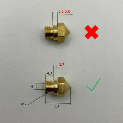 MK10 Messing Düse Nozzle M7 für 3D Drucker Qidi Tech uvm. 0.4mm x-max i-mate