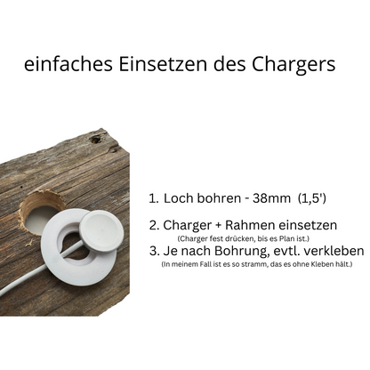 Für Apple Watch Charger Halter - Unterputz DIY Einbaurahmen Schreibtisch, Büro